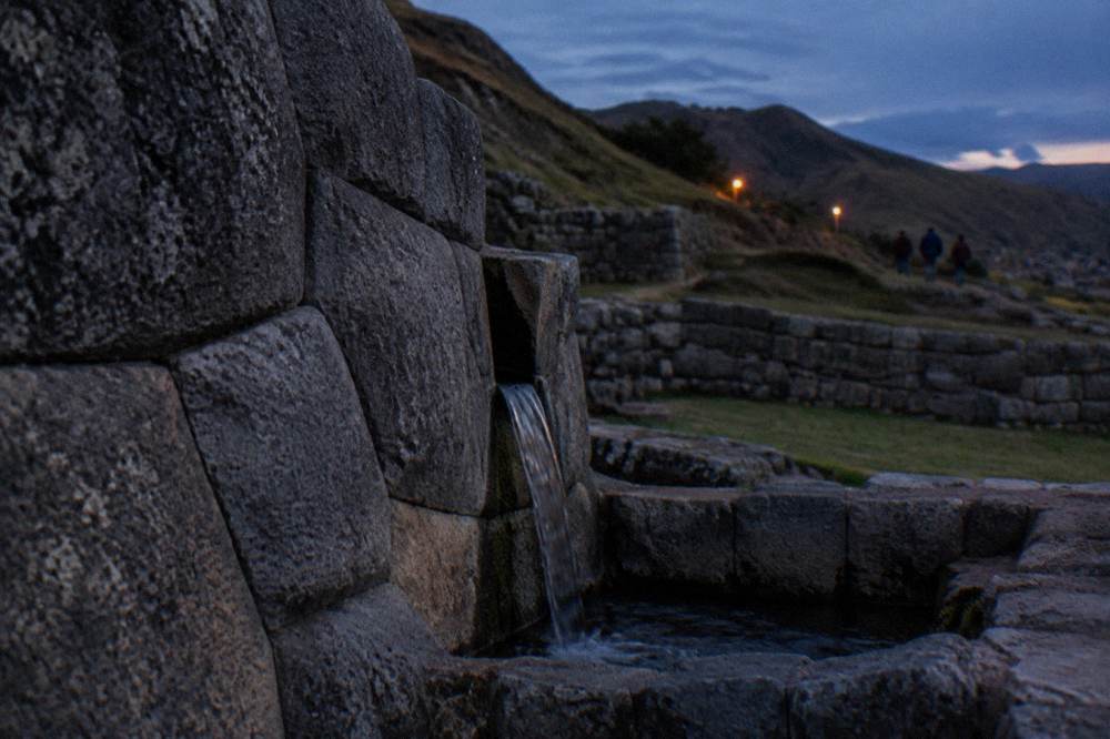 Close view of finely fitted polygonal Inca stonework at Tambomachay near Cusco