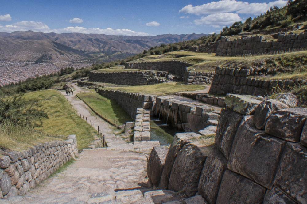Inca terraces and stone structures at Saqsaywaman above Cusco