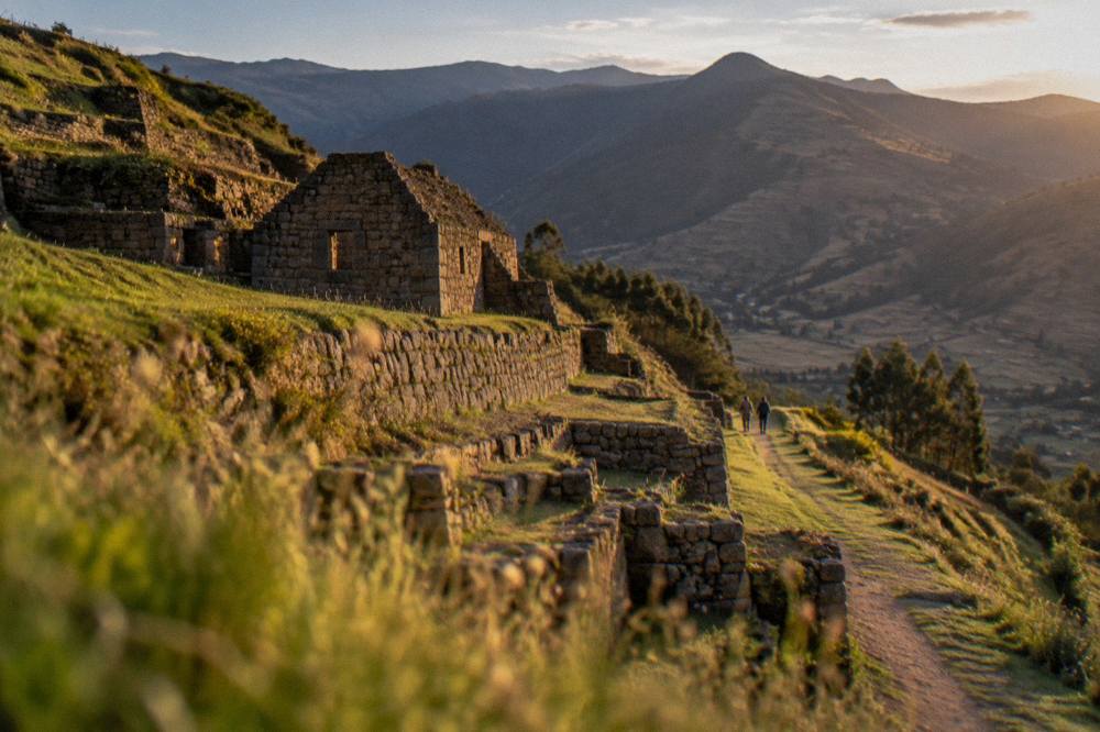 Terraced highland valley landscape under afternoon light in the Cusco region