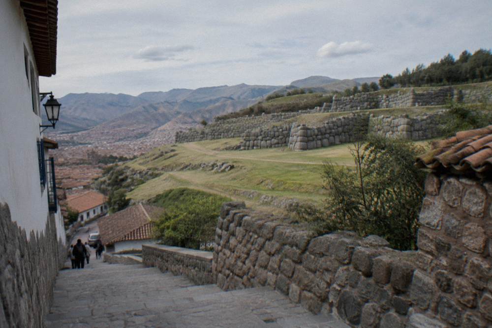 The terraced stone walls of Sacsayhuaman above Cusco in morning light