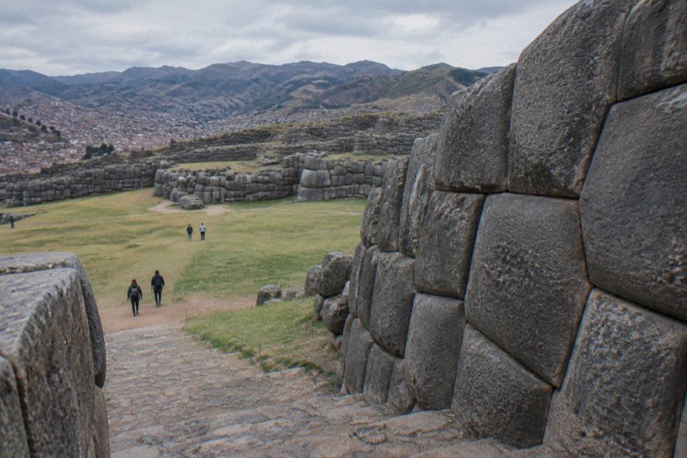 Inca stone wall with precisely fitted polygonal blocks in central Cusco