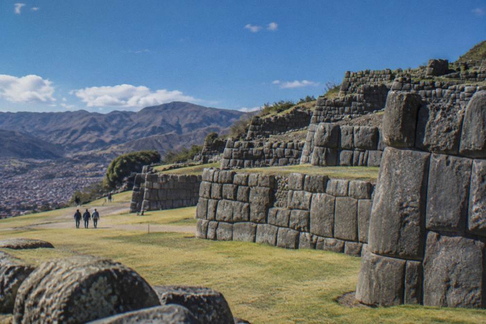 The terraced walls of Sacsayhuaman above Cusco under a clear sky